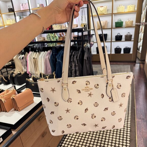 coach Gallery Tote Bag With Shell Print cbm12 - Picture 1 of 9